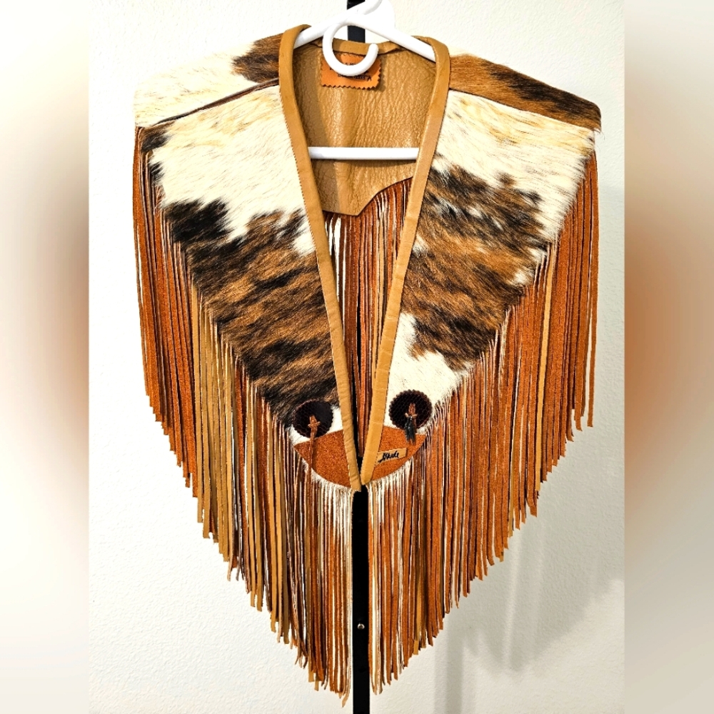 S. Hyde Cow Hide and Leather Fringe Shoulder Wrap
